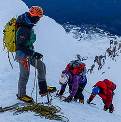Climbers ascending Mt. Hood