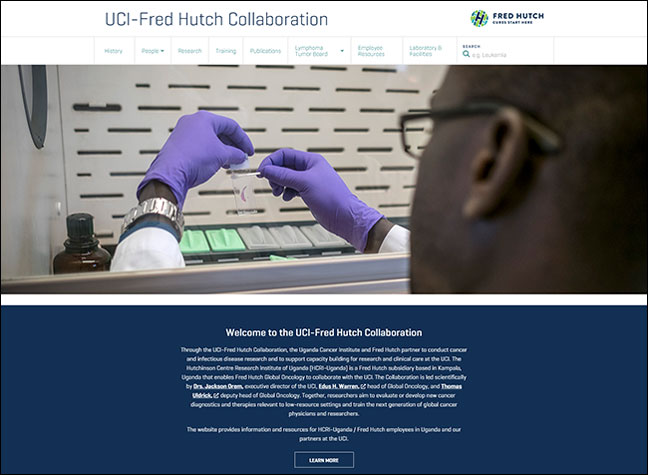 UCI-Fred Hutch Collaboration website screenshot